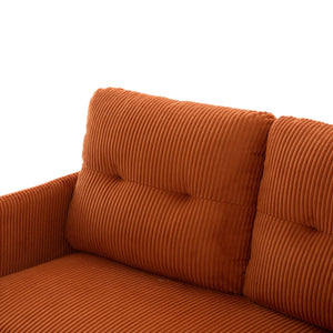 English Elm United We Win Corduroy Loveseat Plush Ergonomic Sofa with Spring Support Metal Legs Orange W1568P410045