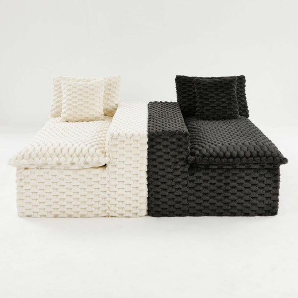 English Elm Luxury Color-Block Turtle Velvet Sofa - Modular Design For Stylish Living Spaces, Comfort For All! W3371S00045