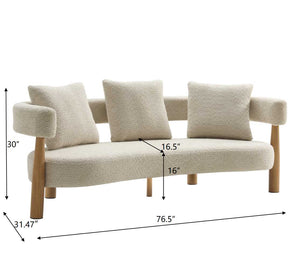 English Elm Luxe Curved Boucle Three Seat Sofa with Arc Backrest and Tapered Legs for Modern Living N773P342182S