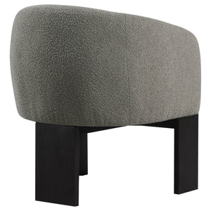 English Elm Maciel Boucle Barrel Accent Chair with Matte Black Legs for Modern Living Spaces B062P451836