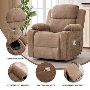 English Elm Infinite Power Lift Recliner with Massage Heat Usb Port and Cup Holders for Seniors W5029P388739