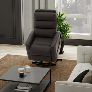 English Elm Faux Power Lift Chair with Premium Faux Leather, USB Charging, Side Pockets & Quiet Motor Recline Grey B339P409530