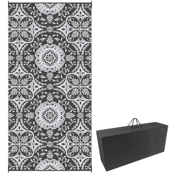 English Elm Portable Reversible Polypropylene Outdoor Rug Waterproof Floral Mat for Patio Camping T3971P420812