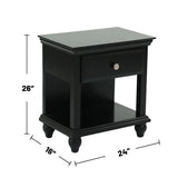 English Elm Lyndon Nightstand With One Drawer and Shelf In Black Finish