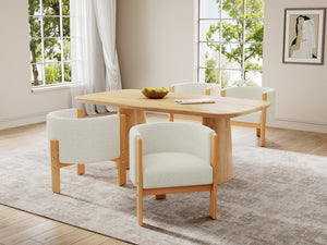 English Elm Upholstered Boucle Dining Armchair Set Rubberwood Frame Modern Minimalist Style N779P341538W-2