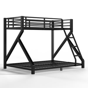 English Elm Twin Over Full Metal Bunk Bed Low Profile Heavy Duty Frame for Kids Guest Rooms W5305P463443