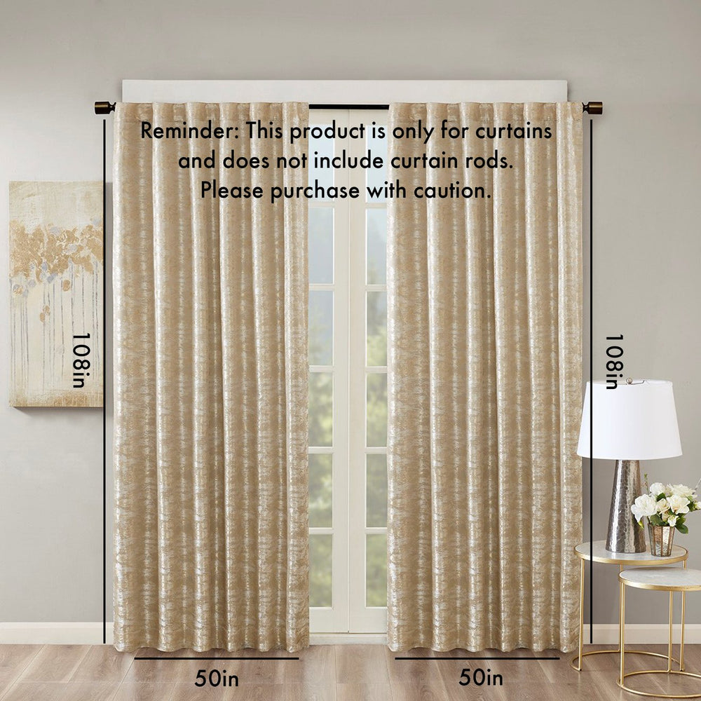 English Elm Jacquard Marble Weave Blackout Curtain Panel Gold Formal Bedroom Theater Room B03599768