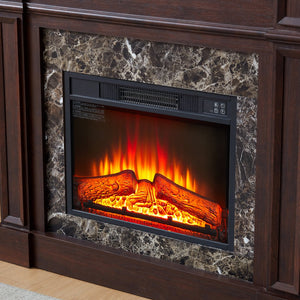 English Elm Electric Fireplace With Remote Control - Realistic 3D Flame & Stacked Stone Mantel, Cherry Finish W1758S00032
