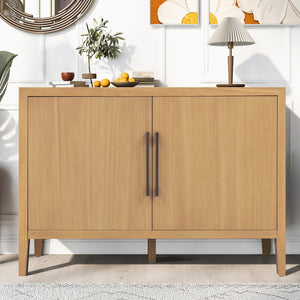 English Elm U_style Farmhouse Pine Veneer Buffet Cabinet with Double Doors for Kitchen or Entryway Natural N711P410389O