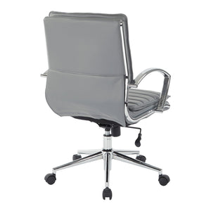 OSP Home Furnishings Mid Back Faux Leather Manager Chair with Lumbar Support and Chrome Loop Arms Charcoal SPX23591C-U42