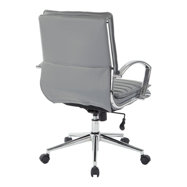 OSP Home Furnishings Mid Back Faux Leather Manager Chair with Lumbar Support and Chrome Loop Arms Charcoal SPX23591C-U42
