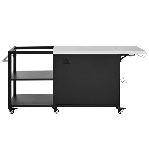 English Elm K&k Stainless Steel Outdoor Grill Cart with Cabinet Drop Leaf and Swivel Casters N707P397500B