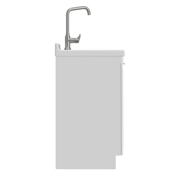 English Elm Murphy Beadboard Laundry Sink Cabinet with Deep Abs Basin and Chrome Faucet Included B136P427217