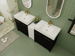 English Elm 72 Inch Freestanding Bathroom Vanity Set With Resin Sink, Storage Cabinets & Soft-Close Doors W999S00300