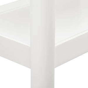 English Elm Yonda White Nightstand with Two Raised-Edge Shelves, Rounded Corners, Floor Glides — Solid Wood/MDF Elegance B050P376964