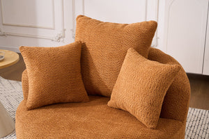 English Elm 360° Swivel Accent Barrel Chair with 3 Removable Pillows, High-Resilience Foam, Ergonomic Curved Back, Orange - Durable Stylish Seat W2231P261424