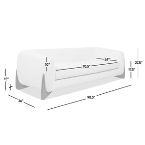 English Elm Jennifer Taylor Home - Alpine 90.5" Sherpa Sofa in Moss Green Teddy Fleece — Deep 24" Seat, Removable Cushions, Oak Legs B2719P280162