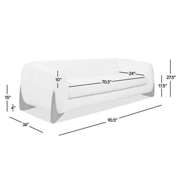 English Elm Jennifer Taylor Home - Alpine 90.5" Sherpa Sofa in Moss Green Teddy Fleece — Deep 24" Seat, Removable Cushions, Oak Legs B2719P280162