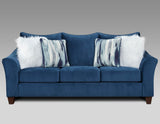 English Elm Camero Fabric Pillowback 2-Piece Living Room Set, Sofa and Loveseat, Navy Blue