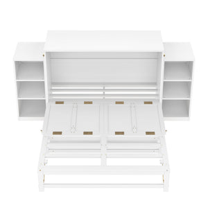 English Elm Full-Size Murphy Bed With Stylish Storage Drawers & Shelves – Perfect For Compact Spaces & Guests! W1580S00251