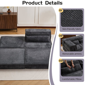 English Elm Compression Mahjong Sofa - Oversized Modular Sectional Bed With Memory Foam & Versatile Ottoman Set W3723S00045