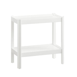 English Elm Yonda White Nightstand with Two Raised-Edge Shelves, Rounded Corners, Floor Glides — Solid Wood/MDF Elegance B050P376964