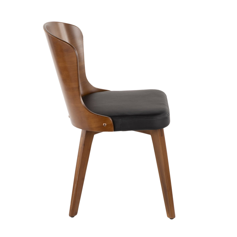 English Elm Bocello Mid-century Accent Chair Bamboo Slatted Back Faux Leather Seat Walnut Legs B202P223832