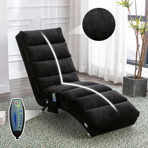 English Elm COOLMORE Ergonomic Linen Chaise Lounge Recliner with 140° Massage, Durable Frame, Side Pocket, 300lb Capacity W39539627