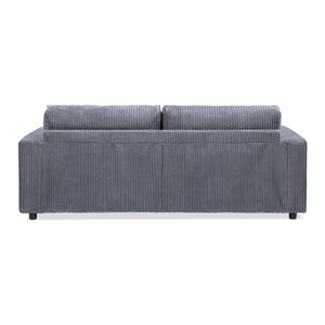 English Elm Jennifer Taylor Home - Goliath Oversized 86" Double Chaise Sofa Bed in Carbon Gray Corduroy — Plush Daybed, Deep Seats, Low-Profile Design B2719P318951