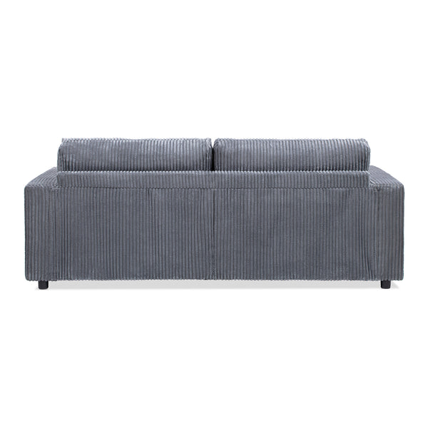 English Elm Jennifer Taylor Home - Goliath Oversized 86" Double Chaise Sofa Bed in Carbon Gray Corduroy — Plush Daybed, Deep Seats, Low-Profile Design B2719P318951
