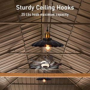 English Elm 14x22FT Hardtop Gazebo Metal Pavilion with Galvanized Double Roof, Aluminum Frame, Gutter, Curtains & Netting Yellow Brown W1859S00106