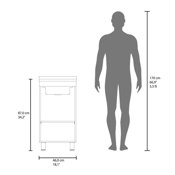 English Elm Mylo Freestanding Utility Cabinet with Open Shelf Concealed Door White Finish B097S00267