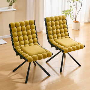 English Elm Cream Dutch Velvet Swivel Chair Tufted Bubble Backrest Glam Armless Accent Seat Black,Yellow W3875P448022