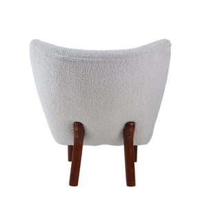 English Elm Zusud White Teddy Sherpa Accent Chair — Plush Wingback Design, Full Foam Comfort, Sturdy Wooden Legs B2726P251794