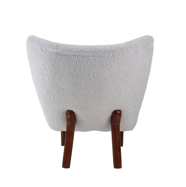 English Elm Zusud White Teddy Sherpa Accent Chair — Plush Wingback Design, Full Foam Comfort, Sturdy Wooden Legs B2726P251794
