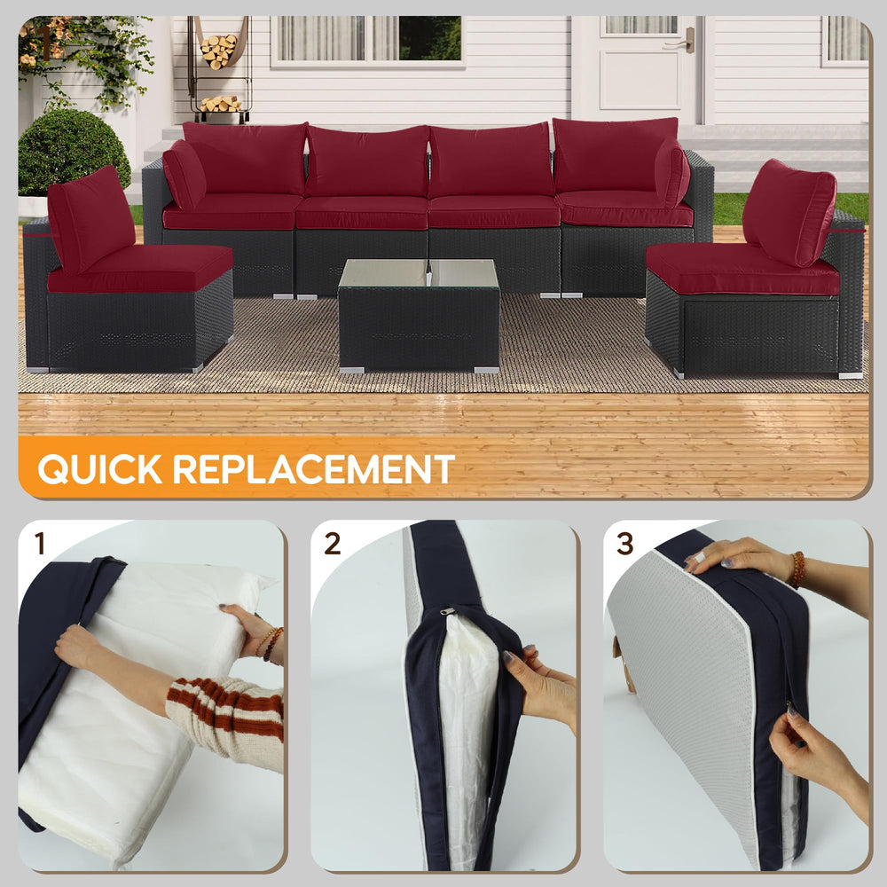 English Elm Cushion Covers 14 Piece Set for Outdoor Wicker Rattan Sectional Patio Sofa Uv Red W419P460545