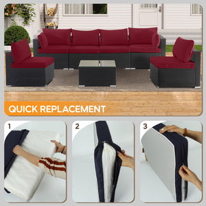 English Elm Cushion Covers 14 Piece Set for Outdoor Wicker Rattan Sectional Patio Sofa Uv Red W419P460545