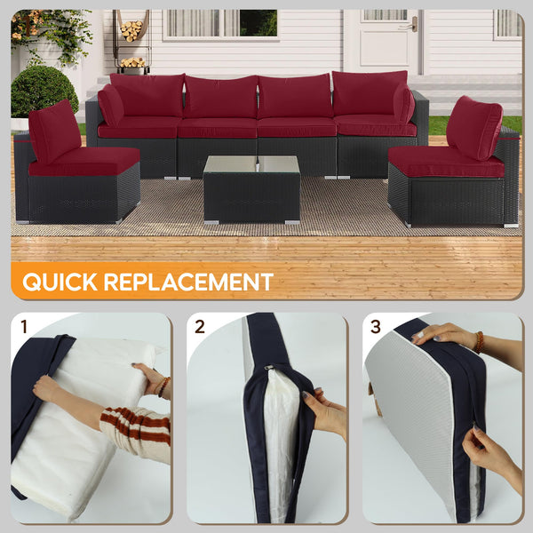 English Elm Cushion Covers 14 Piece Set for Outdoor Wicker Rattan Sectional Patio Sofa Uv Red W419P460545