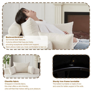 English Elm 55''l 55'l Chenille Foam Swivel Lounge Chair Plush 360 Rotation Modern Seating for Any Room W834S00592