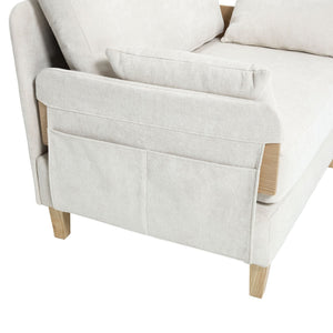 English Elm Foldable sofa bed recliner with three pillows, 3-in-1 convertible sleeper for small spaces, mid-century modern comfort Beige W395P290556