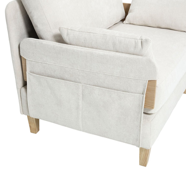 English Elm Foldable sofa bed recliner with three pillows, 3-in-1 convertible sleeper for small spaces, mid-century modern comfort Beige W395P290556