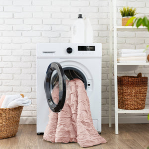 JLA Home Comfort Spaces - Diamond Diamond Pucker Woven Comforter Set with Ruched Ogee Pleat, Crinkle Texture, OEKO-TEX Certified Breathable Luxury Pink AM10-0534