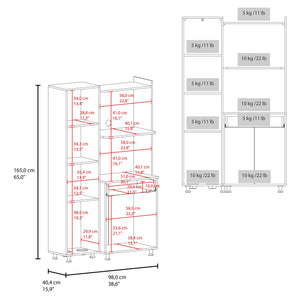 English Elm White Three Door Kitchen Storage Cabinet with Microwave Shelf Drawer and Pantry Space B062P483740