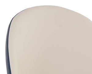 Sunpan Kline Modern Dining Chair with Smooth Curves, Faux Leather Upholstery, and Elegant Gold-Capped Legs Dillon Cream / Dillon Thunder