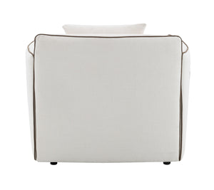 English Elm Yolanda Beige Chenille Chair with Pillow - Removable Covers, Solid Pine Frame, Full Foam Comfort, 220lb Capacity B2726P316917