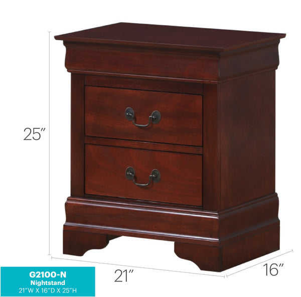 English Elm Charming Modern Nightstand with Rich Finish and Silver Hardware, Compact 2-Drawer Accent Table for Bedroom Cherry 30 L x 25 W x 20 H B078118329
