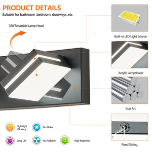 English Elm Modern Black Led Vanity Light - 7-Light Wall Sconce For Makeup, Easy Install, Energy Efficient Design W2312P374917