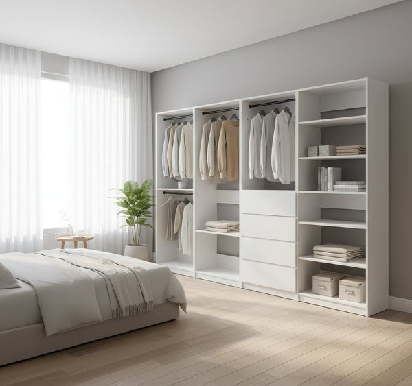 English Elm Prosper Elegant Freestanding Walk-In Wood Closet System - Versatile Storage & Stylish Design For Modern Homes B040S00136-GIGA