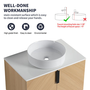English Elm 30" Elegant Wall-Mounted Bathroom Vanity With Ceramic Sink & Soft-Close Doors For Modern Spaces W999S00443