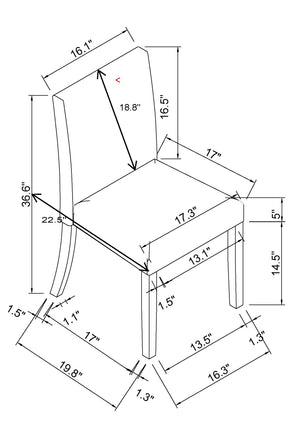 English Elm 4pc Parson Style Dining Chairs Set with Padded Textured Upholstery and Sleek Sturdy Frame for Modern Homes Black,Gray 37.99 L x 22.83 W x 18.03 H B011P376931